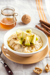 oatmeal porridge with apples and cinnamon
