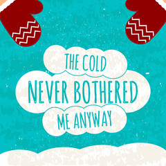 Juicy colorful typographic poster with the text on the white clouds on blue winter background with snow .Vector