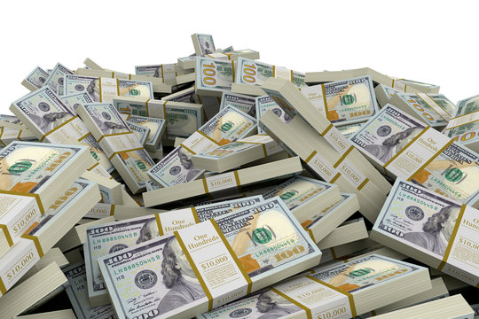 Pile of Dollars. Image with clipping path