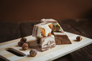 Halvah on a brown background