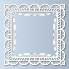 3D Vector lace frame, festive pattern, white pattern, template greetings