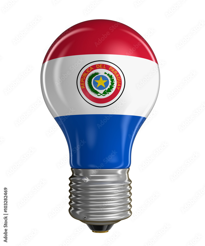 Poster light bulb with paraguayan flag. image with clipping path