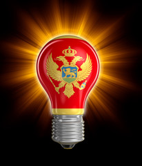 Light bulb with Montenegrin flag.  Image with clipping path
