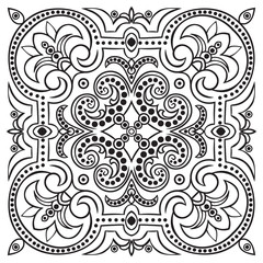 Hand drawing tile vintage black line pattern.