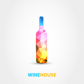 wine bottle polygon design on white background