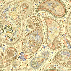 Wall murals Paisley Paisley vintage floral motif ethnic seamless background.