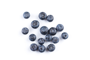 Blueberries on white background