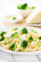Pasta salad with cheese and broccoli