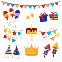 Happy Birthday Party Celebration Elements Set