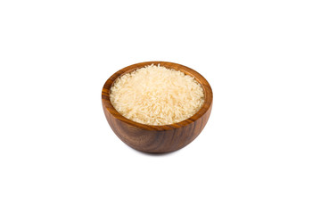 Rice in wooden bowl