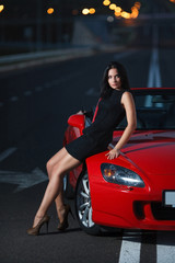 Fototapeta na wymiar attractive beauty sexy woman portrait with car