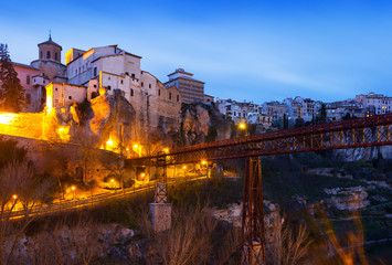 dawn view of Saint Paul bridge in Cuenca