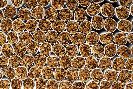 Heap of Tobacco Cigarettes, stack as a background texture, close