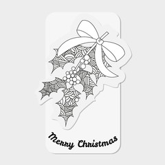 Abstract mistletoe with red bow. Christmas collection.