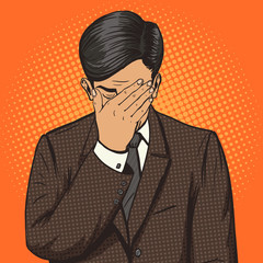 Businessman with facepalm gesture pop art vector