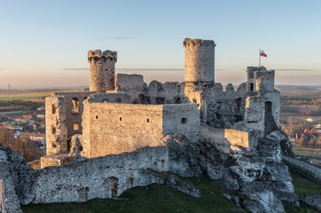 Ruins of medieval castle in Ogrodzieniec, Poland, late afternoon