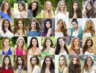 Collage, Happy young women
