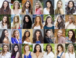 Collage, Happy young women