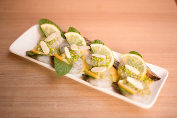 Thai food, RAw prawn salad.
