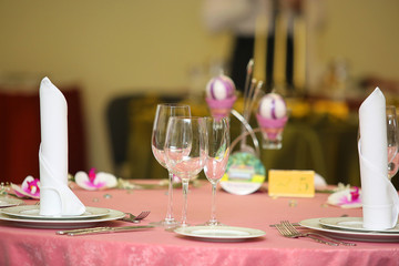 decorated table with glasses