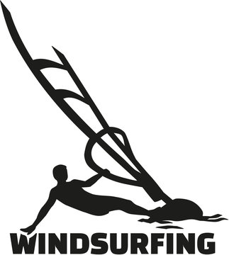 Windsurfing word with silhouette