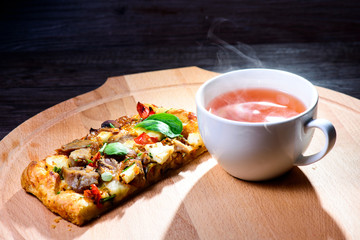 pie with meat, mushrooms and herbs