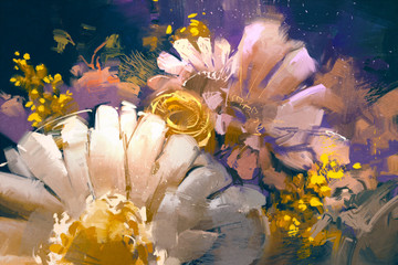 Naklejka premium bouquet flowers in oil painting style,illustration