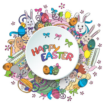 Colorful happy easter greeting card in vector