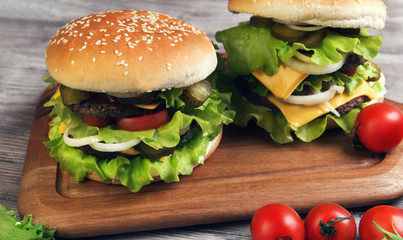 Two big cheeseburger deluxe