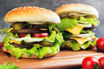 Two big cheeseburger deluxe