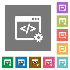 Web development square flat icons