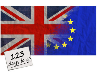 Countdown to EU UK referendum, textured flags merged