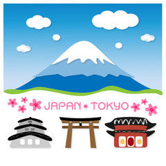 Travel Japan Tokyo Fuji Background, Imperial Palace Meiji Jingu and Sensoji Temple