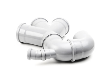 New gray drain pipe isolated on a white background