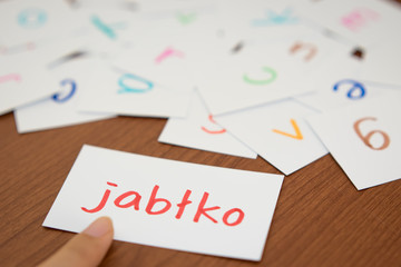 Polish; Learning the New Word with the Alphabet Cards; Writing A