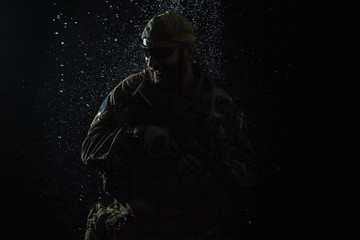 US Army soldier in the rain