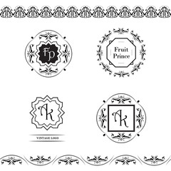 vector illustration decorative monograms graphics and logos in black and white