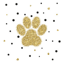 Vectro modern golden glitter animal paw - 103292247