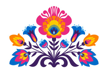 Obrazy na Plexi  Kwiaty inspirowane polskim folkiem