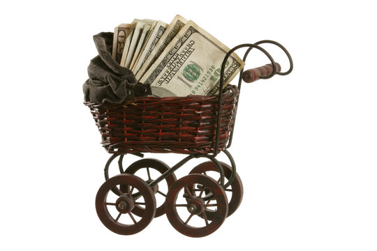 Baby Carriage loaded with Money