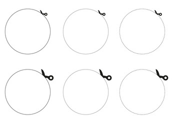 Obraz premium 3 collections of vector scissors cutting out circle