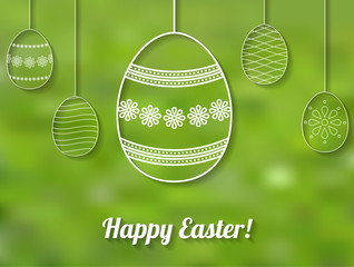 Happy Easter card with white perforated easter egg ornaments