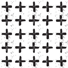 Modern and trendy abstract black hand drawn plus sign texture pattern on white background