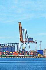 Fototapeta premium Port cargo crane