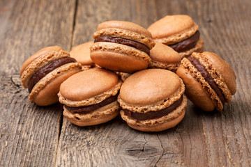 homemade macaroon on the wooden background