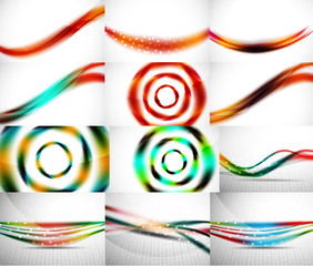 Wave backgrounds set, abstract vector