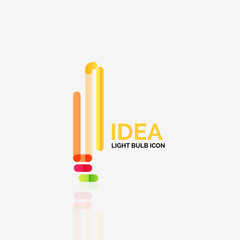 Logo, vector light bulb abstract linear geometric business icon. Idea concept