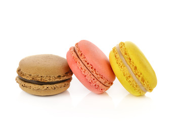 Colorful macaroons isolate on white background.