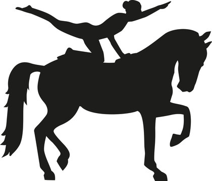 Horse Vaulting woman silhouette Voltigieren