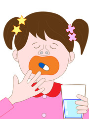 子供が薬を飲む